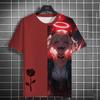 2024 Sommer neues Herren-Sommer-T-Shirt im antiken Stil, lässiger 3D-Druck, Anime-Mädchen-Rosendruck, High-End-Druck, Unisex, kurze Ärmel
