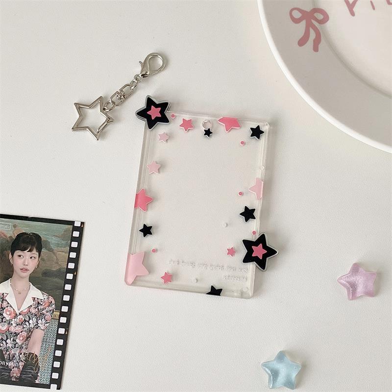 Cute Colorful Star Pocard Holder 3 Inch Card Holder Idol Po Storage Card Display Protective Pendant Card Organizer Gifts