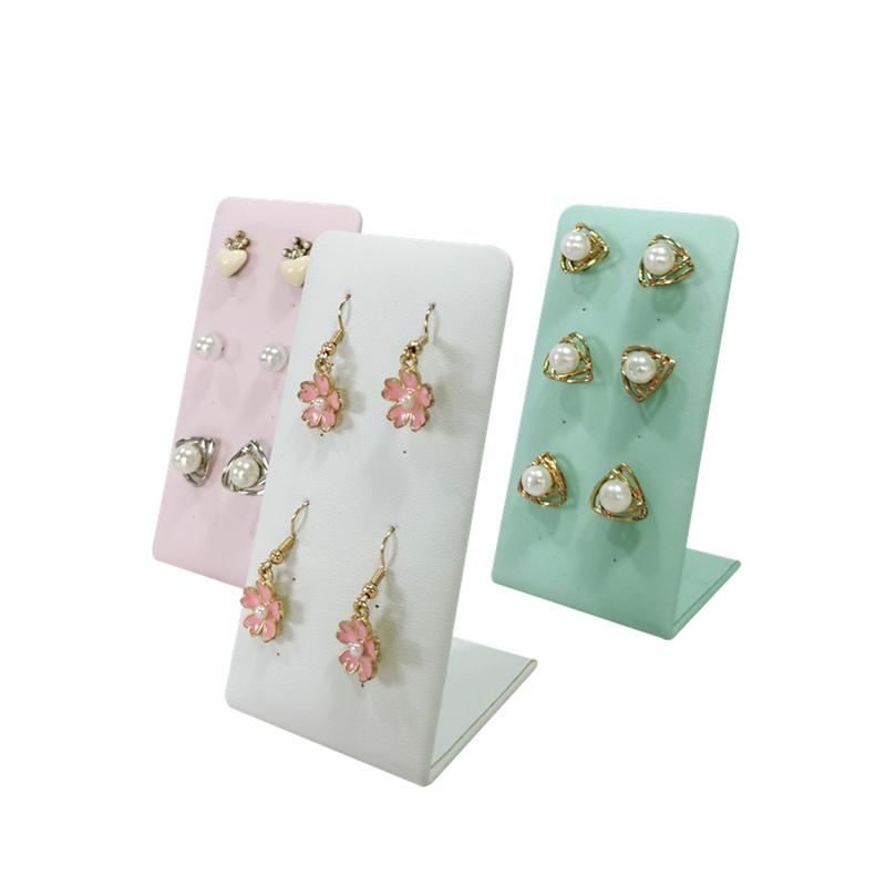3-color L-shaped 6-Pair Stud Display Stand Earrings Display Prop Jewelry Counter Stud Display Stand