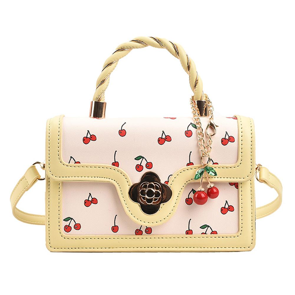 Women Sweet Cherry Crossbody Bag PU Leather Fashion Small Satchel Bag Adjustable Strap Fashion Tote Handbag Ladies Outdoor Bag