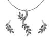 Oxidized Silver Jewelry Set Twig Silver Leaf Set