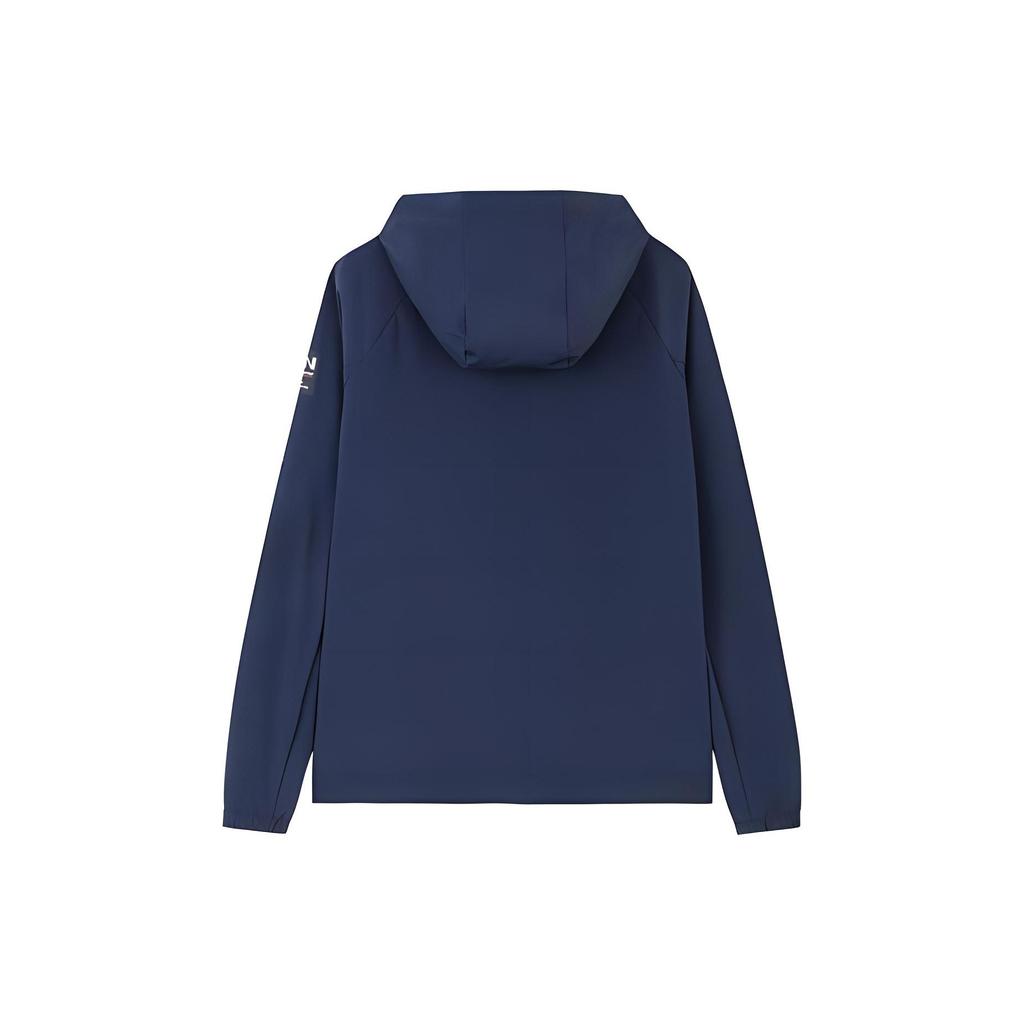 Anta Training Series Solid Color Hooded Ice Skin Breathable Textured Windbreaker Jacket Women Jacket Deep-Night-Blue 162337720-2