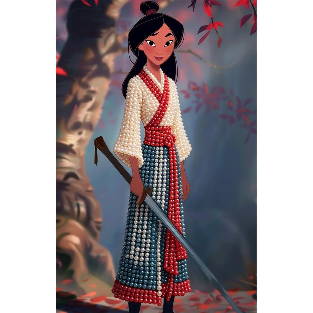 

Disney Pearl Painting Anime Mulan Art Kit Adult Beginner Home Wall Decor Special Shape 30x40
