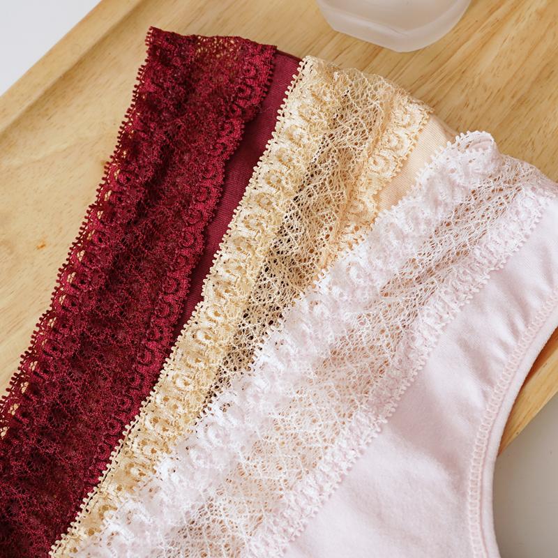 CINOON Tanga de Algodón Sexy para Mujer de Cintura Baja con Ribete de Encaje, Tipo G, Braguitas Suaves, Transpirables y de Ajuste Ceñido