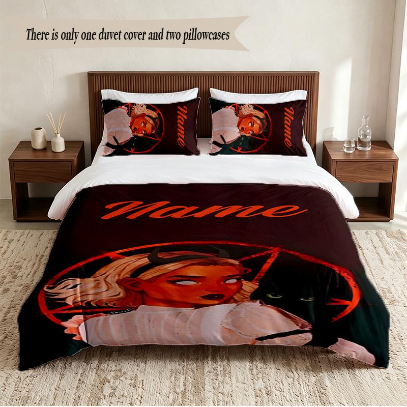 Sabrina Personalized Custom Name 3‑Piece Bedding Set Soft Duvet Cover Set For Bedroom Home Decor