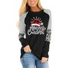 Women's Fashion Christmas Print Splicing Long Sleeve Round Neck Loose Tops