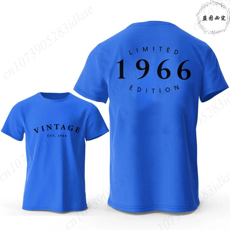 Vintage Est 1966 Limited Edition 60th Birthday Tees Mens Oversized O Neck Short Sleeve Tshirts Fashion Graphic Male Clothing
