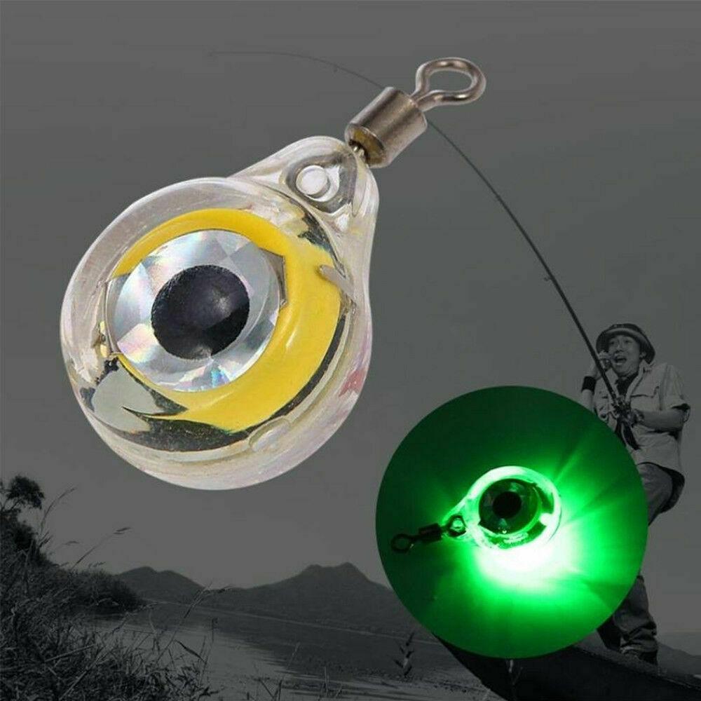 10pcs Mini Fishing Lure Light LED Deep Drop Underwater Eye Shape Fishing Squid Fishing Bait Luminous Lure for Attracting Fish