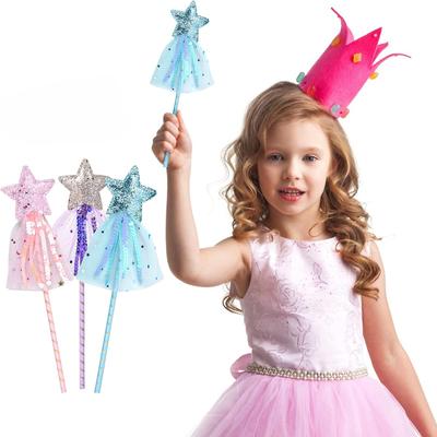 Glitter Star Wands Princess Angel Fairy Star Magic Wands Girls Fairy Magic Dress-up Costume Props for Birthday Party Supplies
