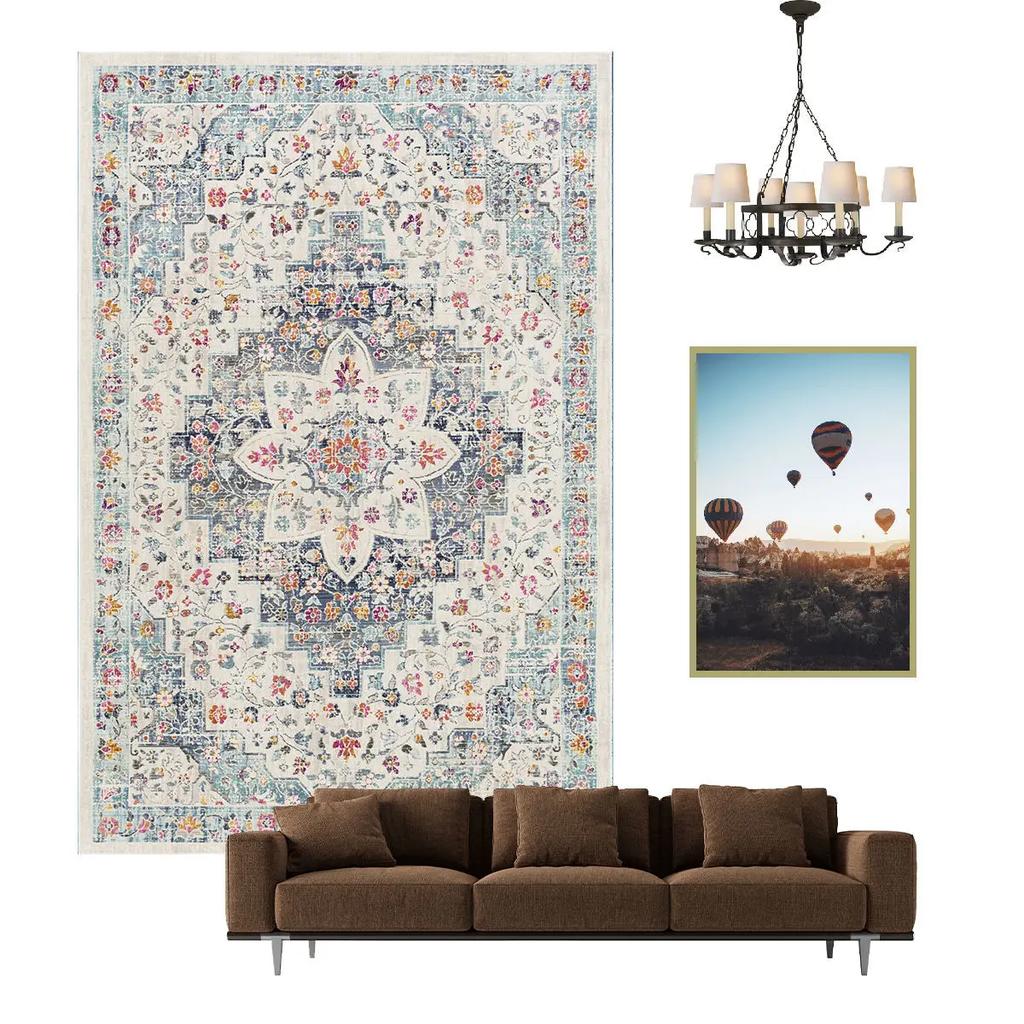 Nordischer ethnischer Stil Retro Teppich Wohnzimmer Dekoration Teppiche Zuhause Schlafzimmer Rutschfeste Matte Persisches Hofmuster Große Fläche Matte