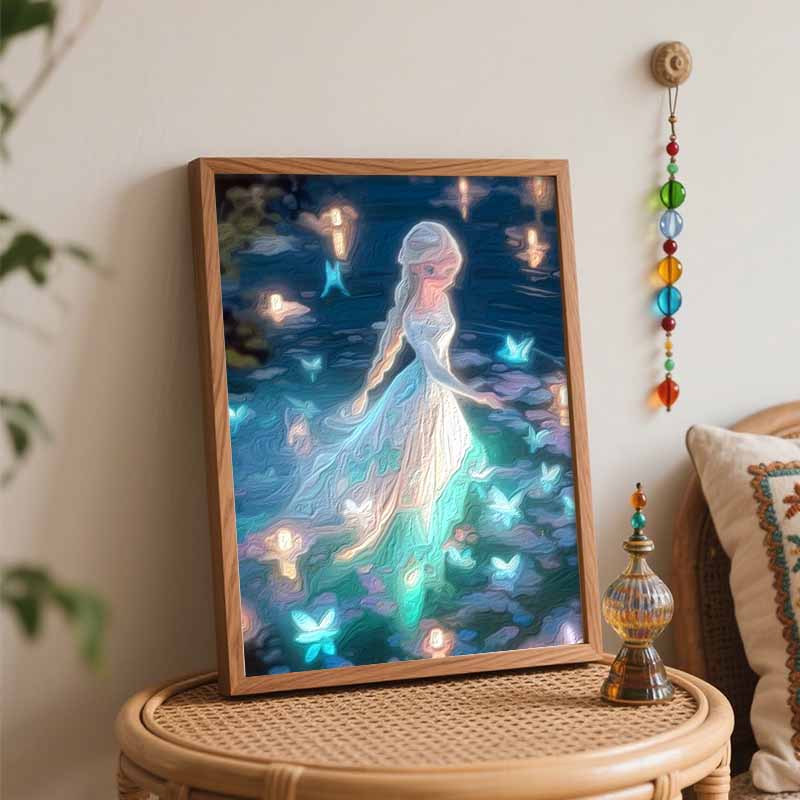 Disney Elsa Oil Painting Painting Art Glowing Butterflies Handmade Diy Painting Home Decoration Gift