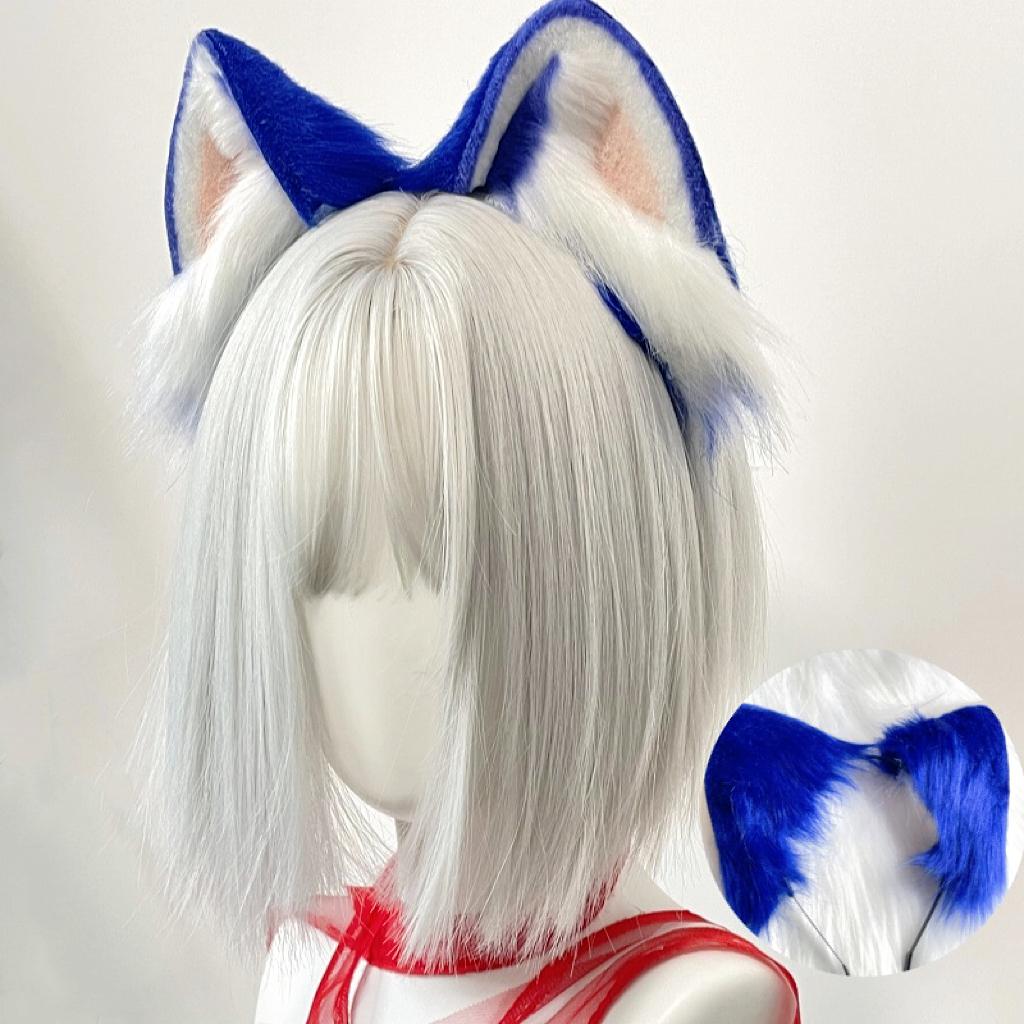 

Anime Hedgehog Cosplay Headband Blue Dog Ears Headwear Plush Lolita Headdress Halloween Furry Handmade Cosplay Accessories