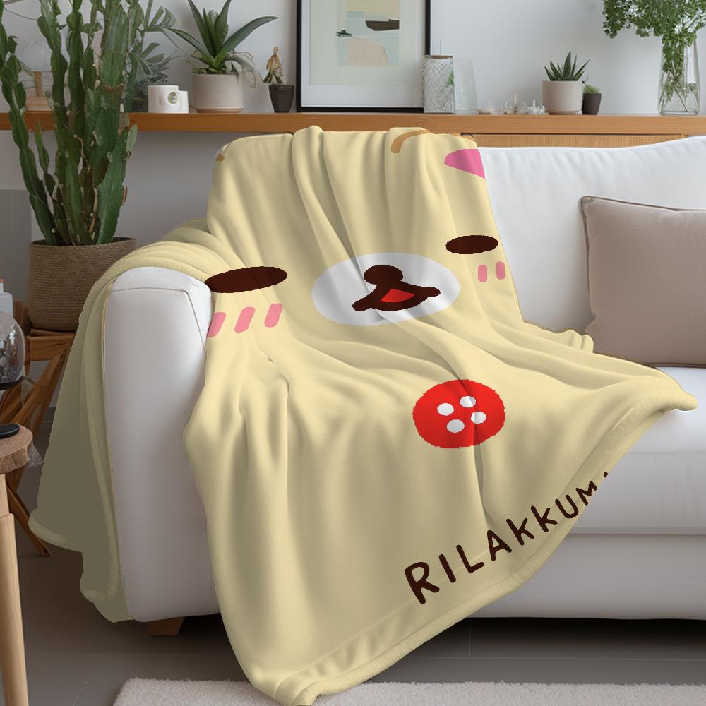 Kawaii R-Rilakkuma-Cartoon Blanket Warm Soft Suitable For Bedroom Sofa Bed Living Room Office Travel Camping Gifts