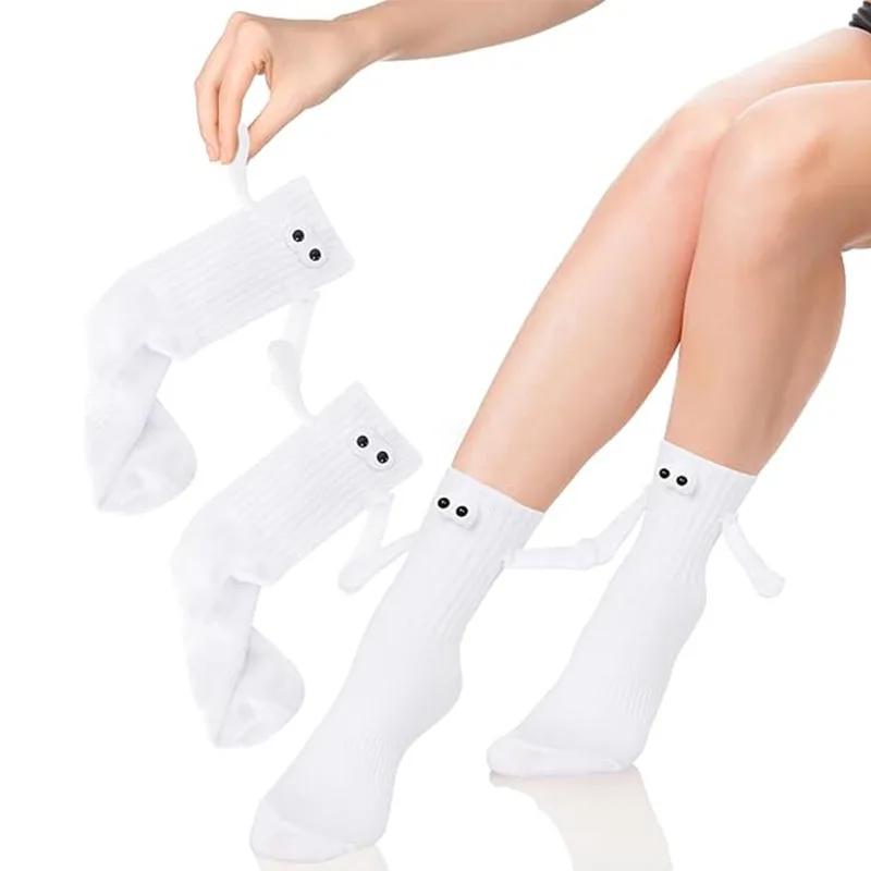 1/2pairs Funny Magnetic Couple Socks - Hand In Hand Design, Solid Color Cartoon Socks for Adults, Holiday Party Gifts