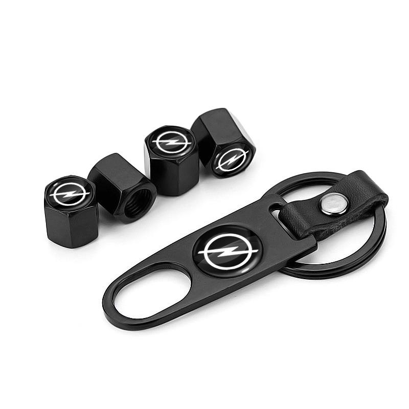 

4PCS Lockable Metal Tire Valve Caps with Keychain - Anti-Theft Car Badge Covers Compatible with Opel Corsa/Astra/Mokka/Insignia