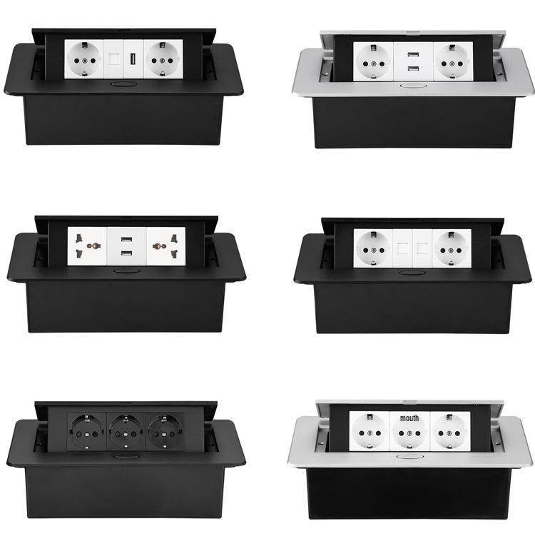 Pop-Up Desk Socket with Universal Euro/German Three-Hole Outlet