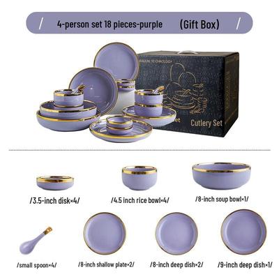 Jingqingfu Gold Rim Ceramic Tableware Set