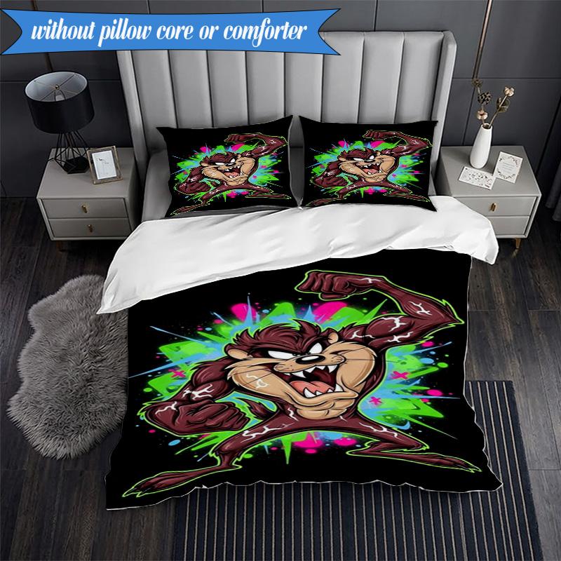 3PCS Tazma-nian Artwork Bedding Set,Including 1pc Duvet Cover And 2pcs Pillowcases Perfect for Bedroom, Dormitory, Fan Christmas gift