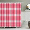 Country Style Red Checkered Shower Curtain Waterproof Bath Rug Cover Decorative Liner For Bathroom Large Size (230X180Cm)