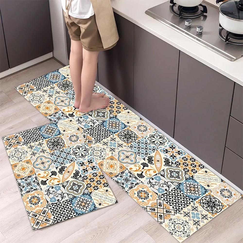 

VIKAMA Explosion Retro American Bathroom Kitchen Doorway Durable Soft Carpet Non-slip Dirty Resistant Home Decoration 40X60CM(1.3X2FT