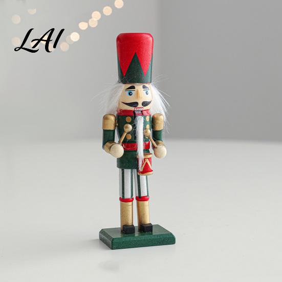 Decorative Wooden Nutcracker Soldier Figurine Handcrafted Solid Wood Christmas Tabletop Ornament Holiday Table Decor for Desk And Bookshelf