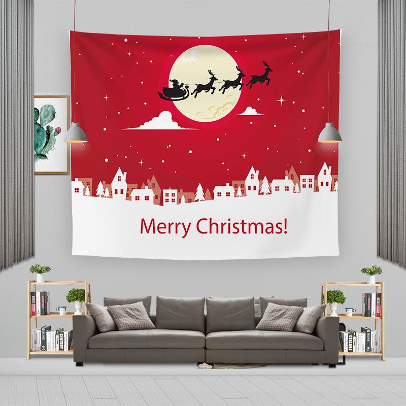 Cartoon Weihnachtsmann Wandbehang Wandteppich Frohe Weihnachten Wandteppich Hintergrundtuch Polyester Fröhliche Frohe Weihnachten Wandteppiche