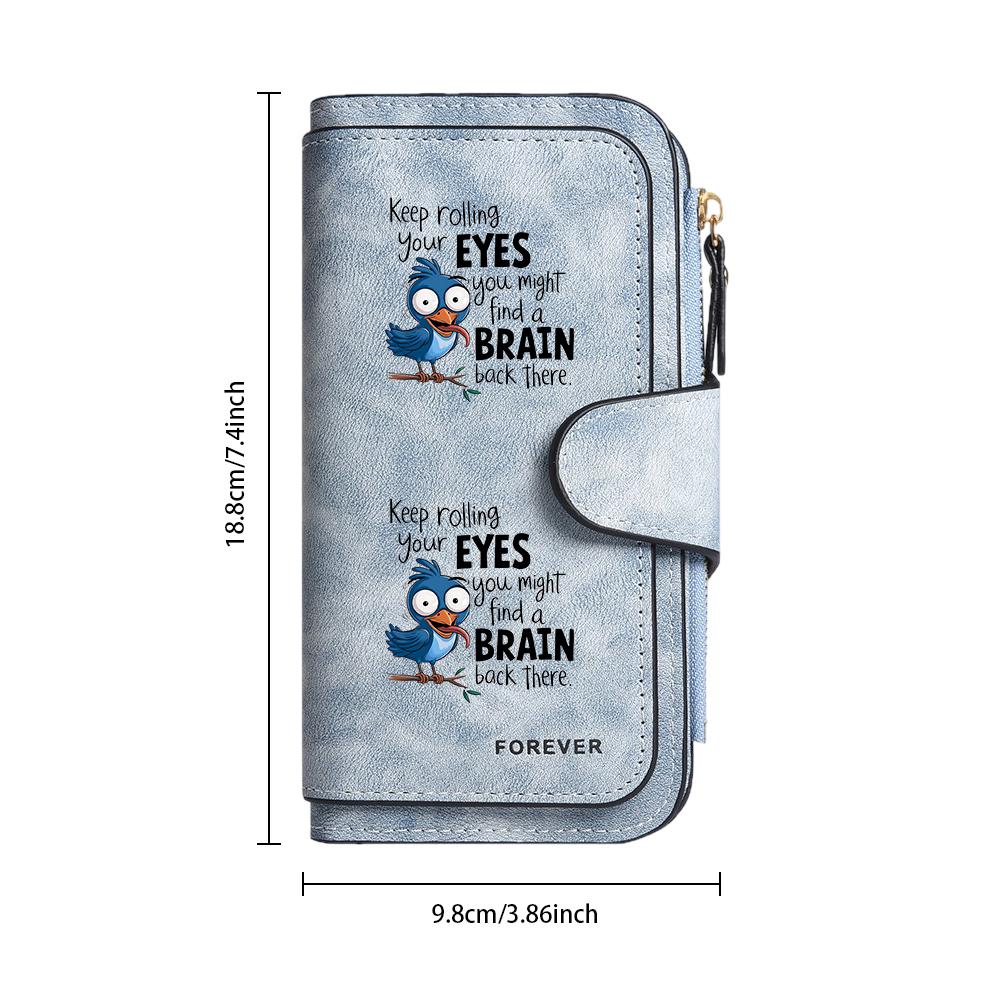 Funny Bird Print Leather Wallet Casual Women Long Purse Card Holder