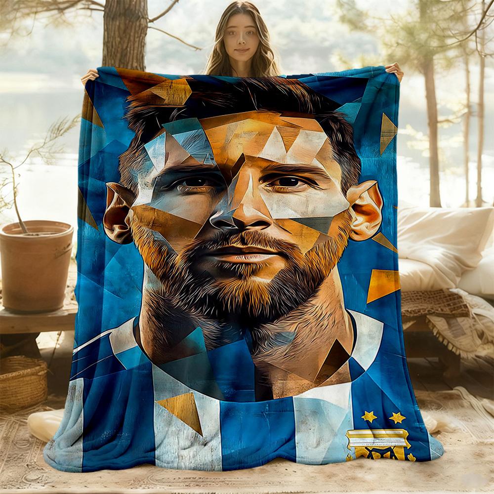 1pc Argentina Messi Outdoor Blanket Lightweight Flannel, Soft & Warm, All-Season Use for Sofa, Outdoor, Camping, Living Room, Office002