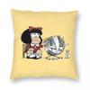 Federa Cuscino Mafalda Cartone Animato Poliestere Stampato Copricuscino Decorazioni Copricuscino da Lancio Casa con Cerniera