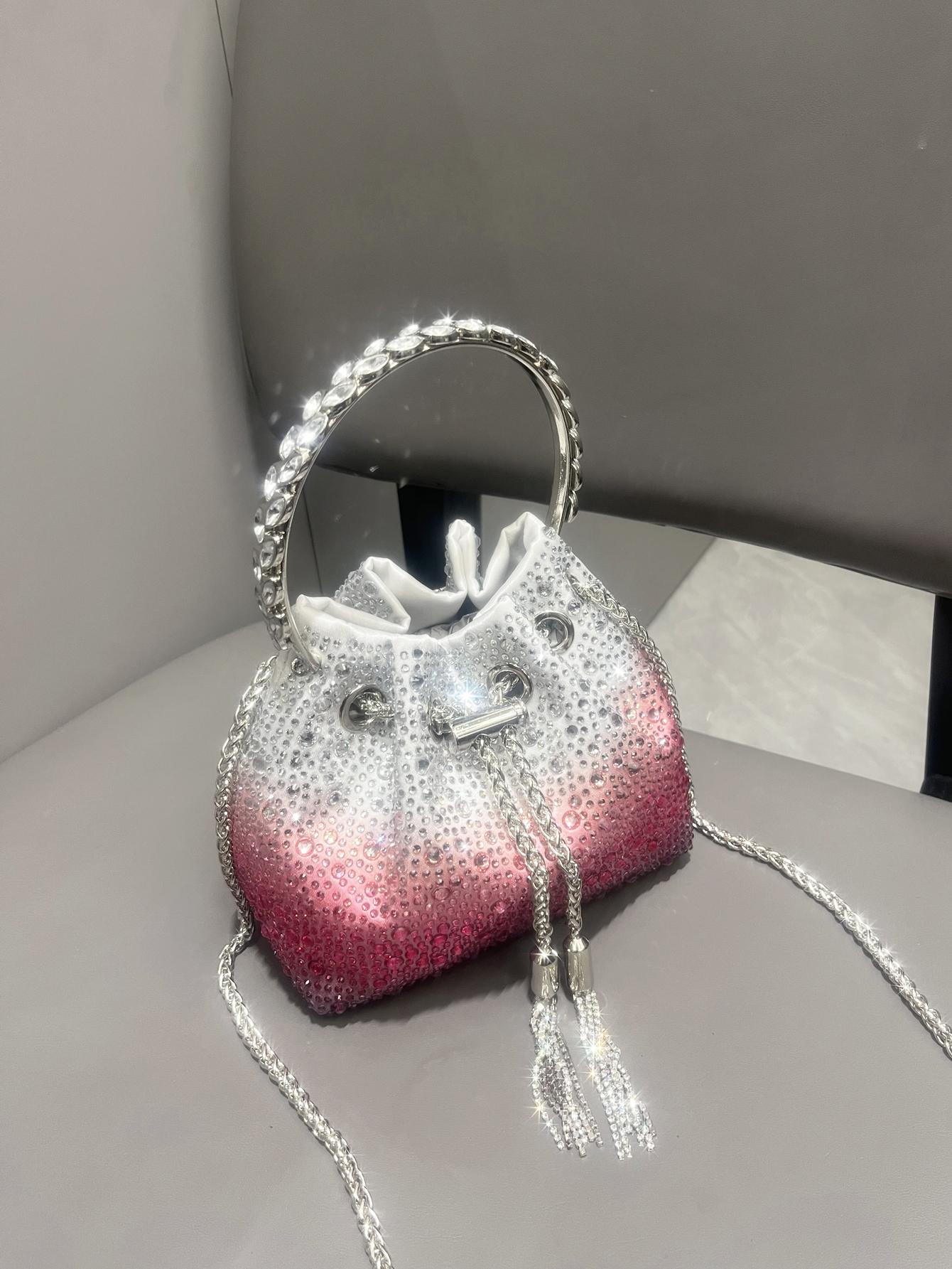 Ручка стразы Вечерняя сумка-клатч Сумочки и сумка-клатч роскошная Дизайнерская сумка через плечо Блестящий хрустальный Клатч-сумка-ведро