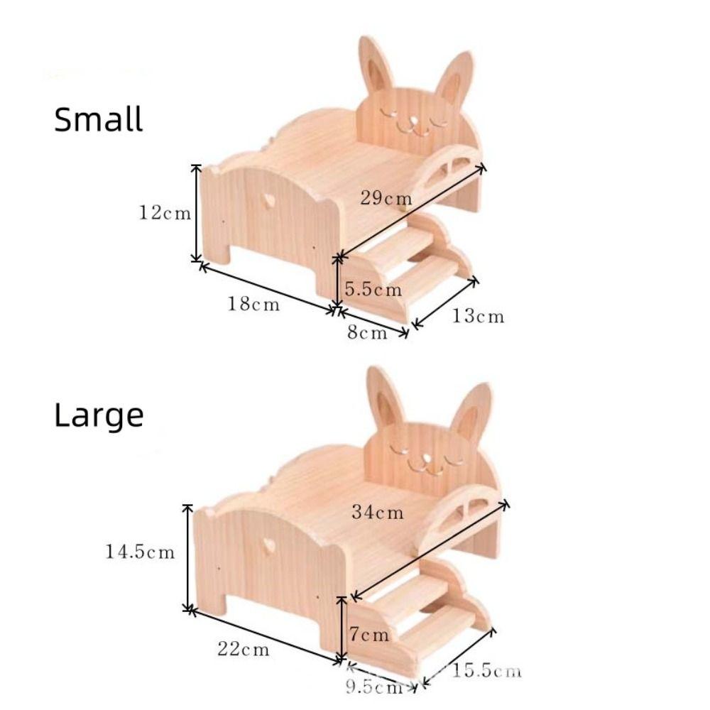 With Stairs Wooden Mini Bed Pig Rabbit Dollhouse Toy Bed Doll Miniature Bed  Photo Props