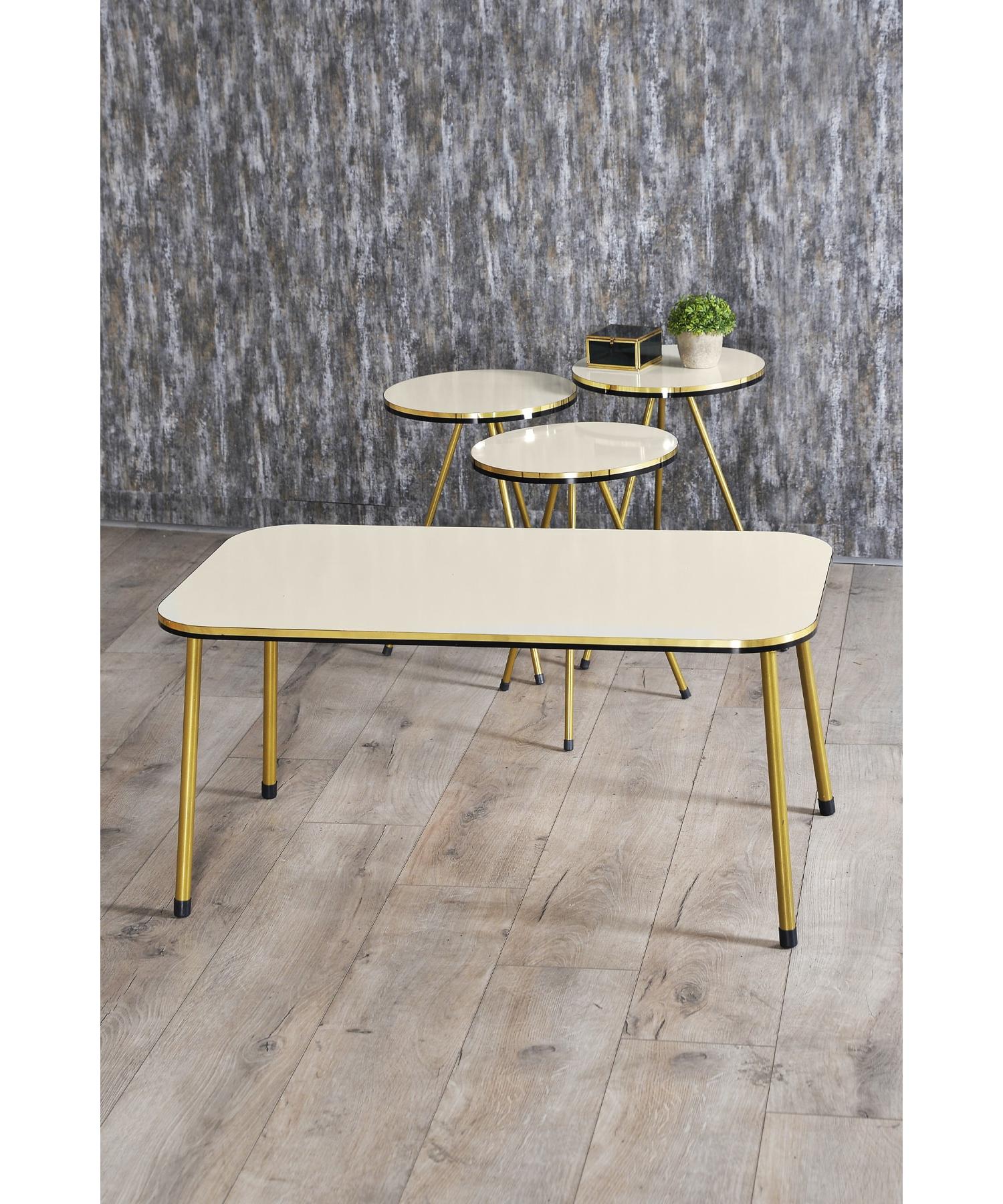 

Nesting Table And Center Table Kr Set Double Gold Cream Metal
