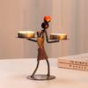 Iron African Tribal Lady Figurine Tealight Candle Holders Decorative Art Piece Ornament For Home Office Tabletop Display