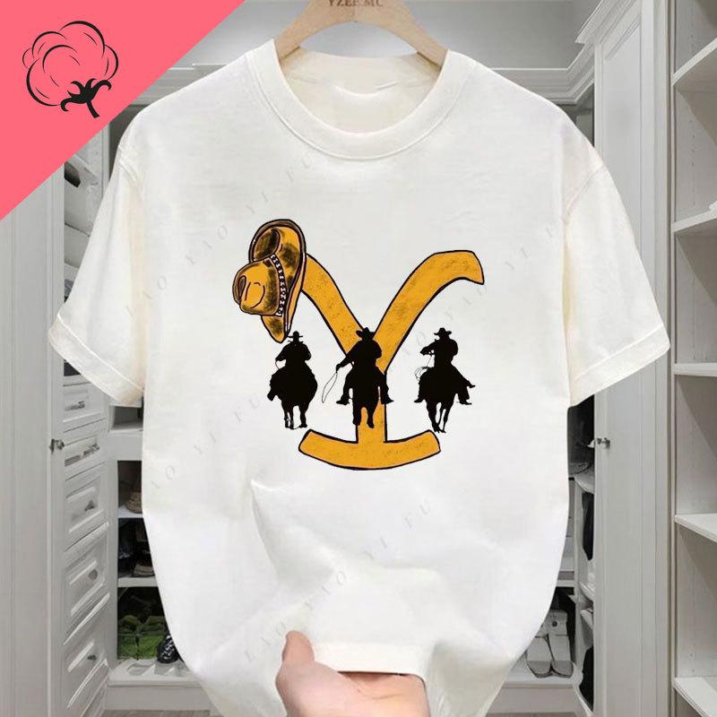 Camiseta T Shirt for Unisex Women Casual Funny Clothes Yellowstone Dutton Ranch Rip Rideing Horseback Short Sleeve Graphic T Shirts