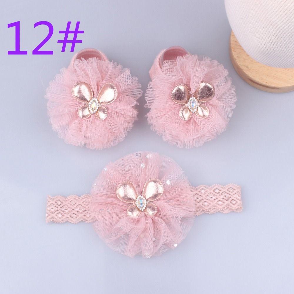 Socken Anti-Rutsch Neugeborene Haarband Baumwolle+Spitze Baby Turban Niedliche Mädchen Haaraccessoires