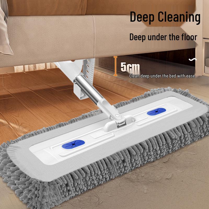 Chenille No-Wring Large Floor Mop - One-Swipe Clean Rotary Mop for Wood Floors