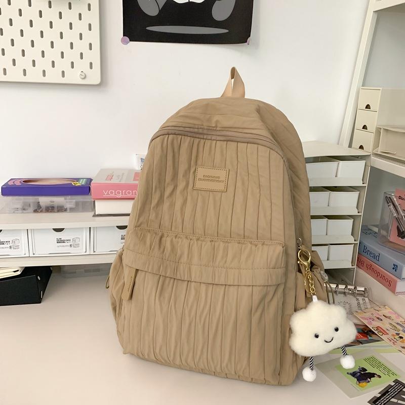 Junior High School Girls Schoolbag Girls Solid Color Versatile Large Capacity Backpack Small Fresh Travel Lightweight Backpack