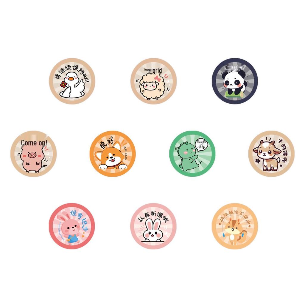 Cartoon Animal Decorative Stickers - 500/Roll for Notebooks