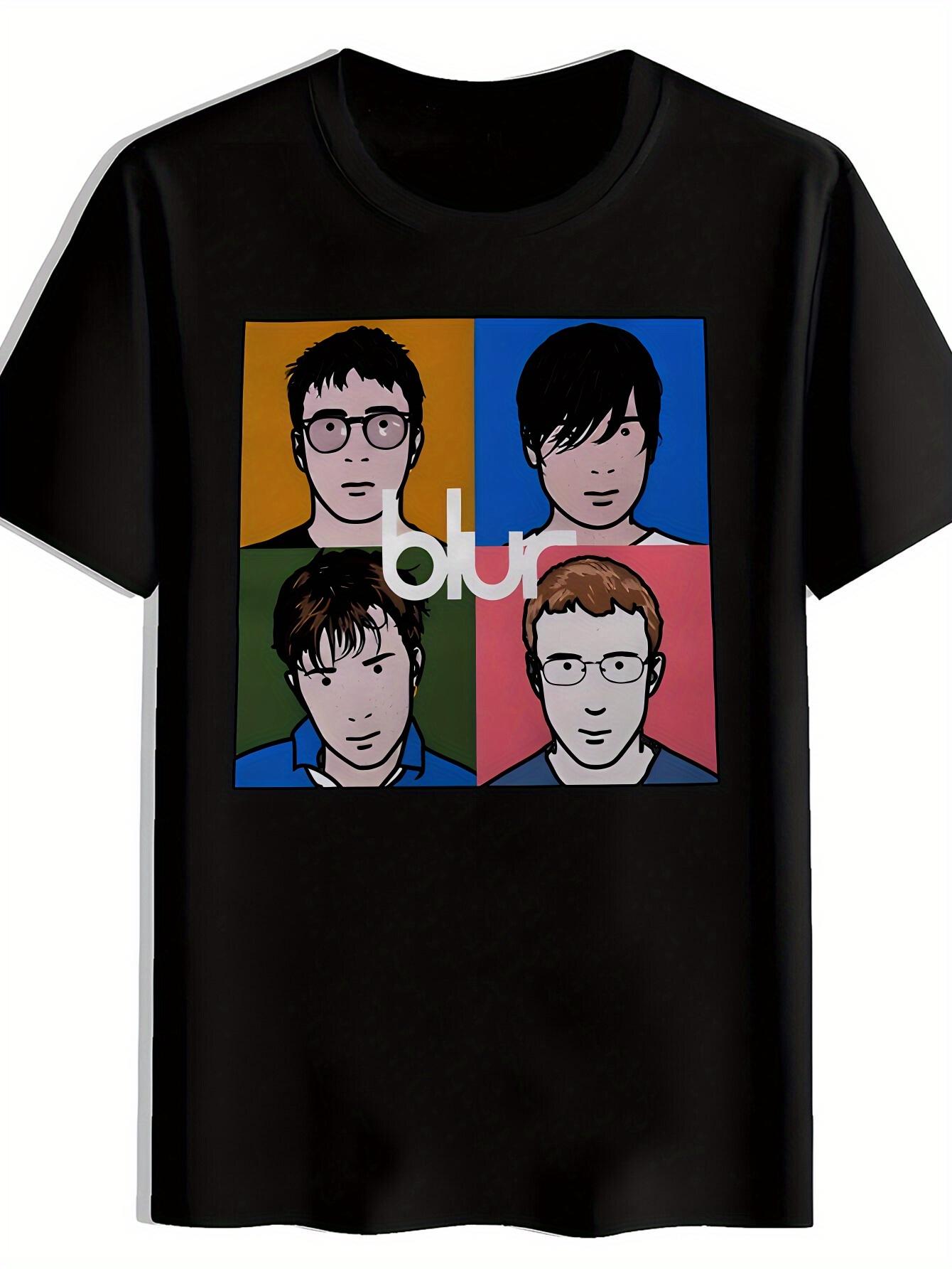 Black T-shirt with Retro Rock Band Graphic - BLUR Design S