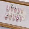 Handmade Long Press-On Nails With Pink Mermaid Tail Design Full Cover False Women Girls