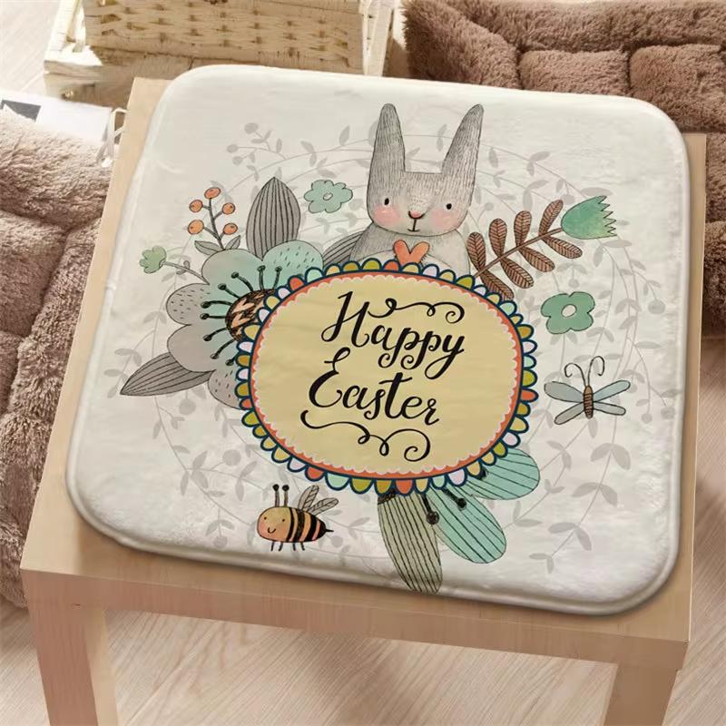 

Rural Style Rabbit Pattern Square Cushion Anti Slip Breathable Office Dining Chair Mat Four Season Student Thick Seat Cushion 40x40cm