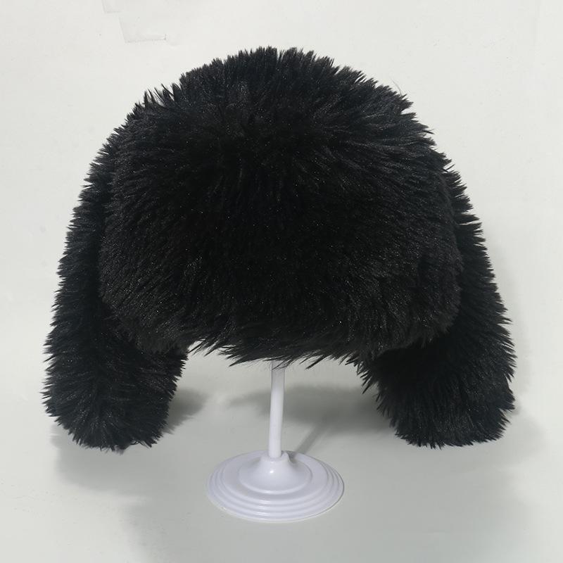 

Стильная шапка Универсальный милый дизайн с кроличьими ушками Женские теплые плюшевые шапки чёрный