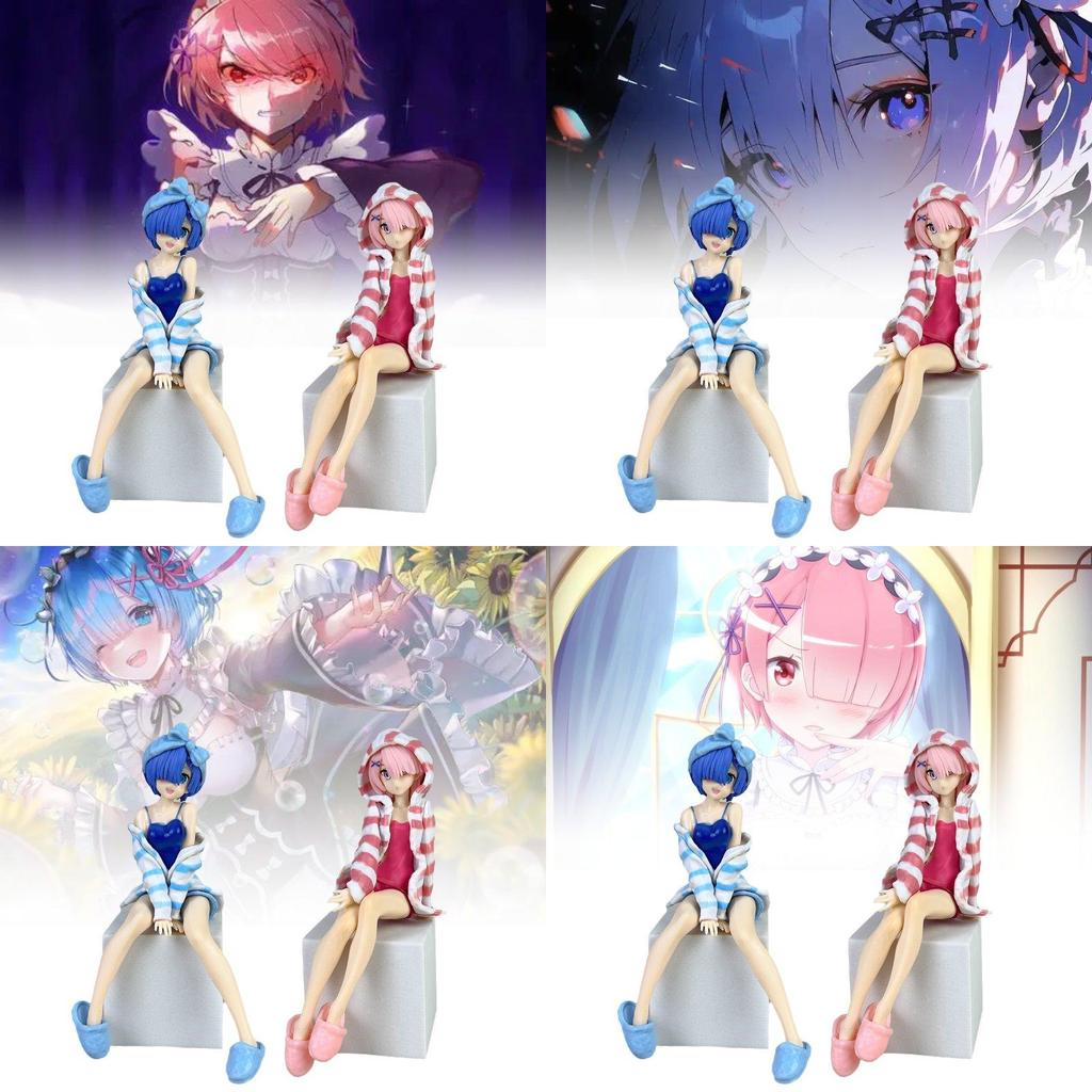 Adorable Pvc Anime Figurines Isekai Life Ram And Rem Cute Sleeping Beauty Toys