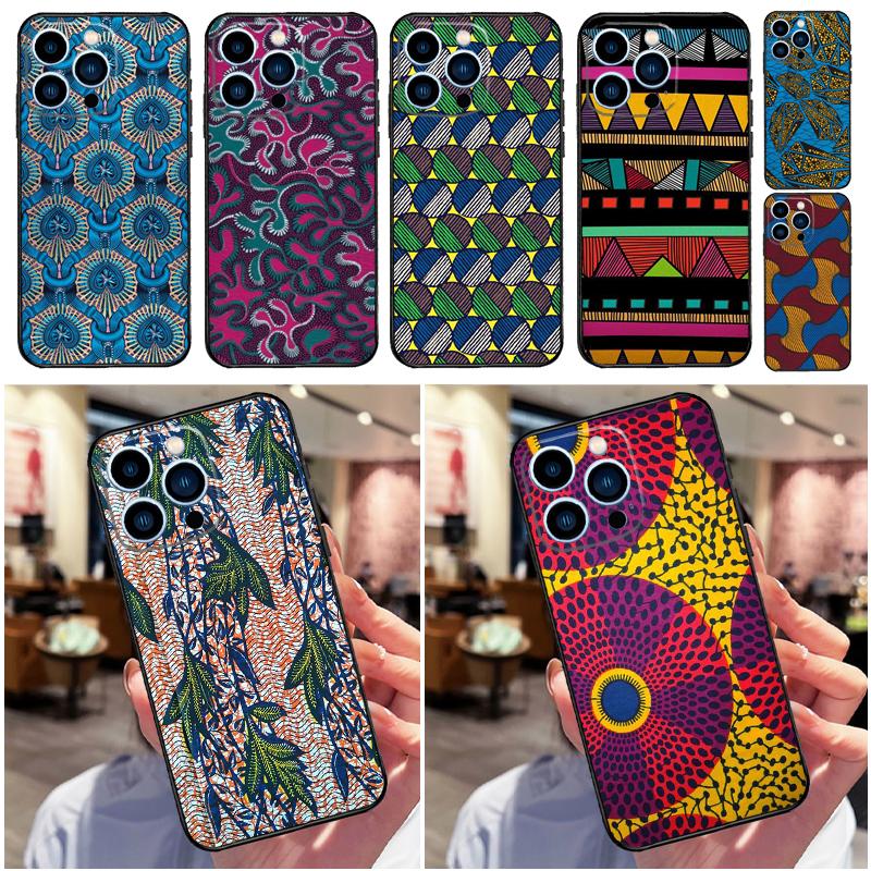 African Fabric Print Phone Case For iPhone 17 Air 12 13 Mini 11 14 15 16 Pro Max Plus 16e 17 Pro Max Back Cover