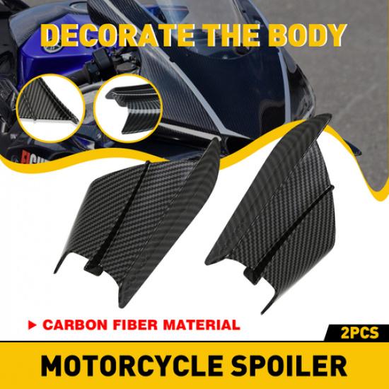1Pair Side Deflector Winglets Air Motorcycle Kit Spoiler Wing Gloss Carbon Fiber