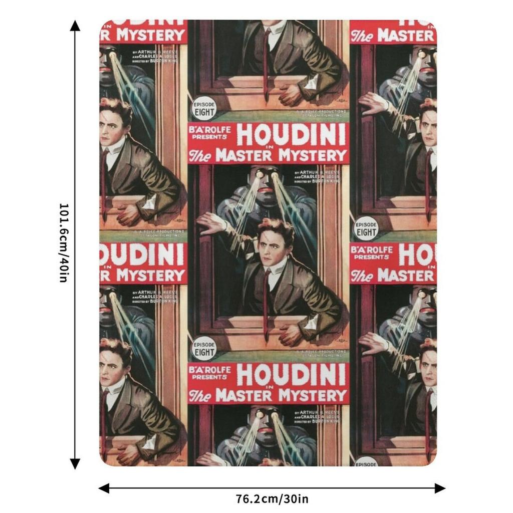 Vintage Movie Poster - Harry Houdini in The Master Mystery (1919) Throw Blanket Durable Warm Blanket for Daily Home Use