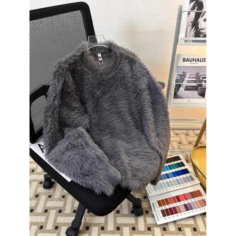 Męski Retro Puszysty Sweter z Wysokim Dekoltem - Jesień/Zima Casual Luźny Dzianina