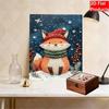 DIY Frameless Pearl Painting Kit Winter Fox Cozy Home Decor 3D Shiny Bead Art Canvas Relaxing Craft Gift for Adults