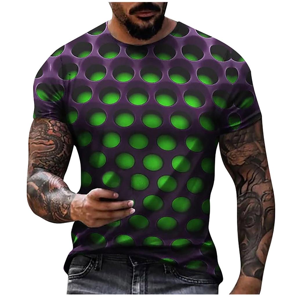 Men's T-Shirt 3D Printed Neck 3D Print Plus Size Casual Casual Short Sleeve Retro Street Fashion Overs