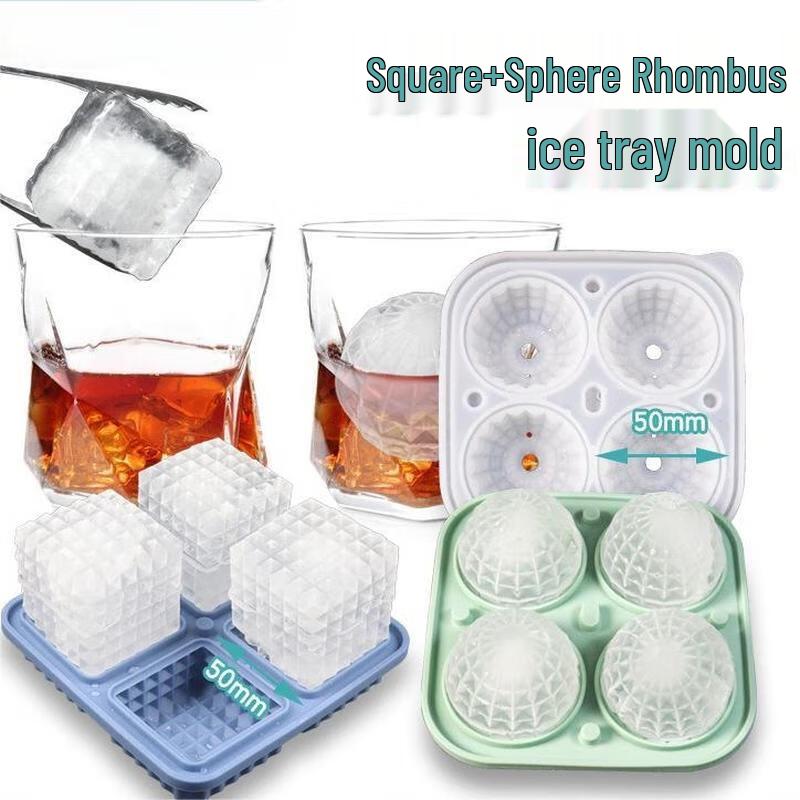 Diamond Pattern Ice Cube and Sphere Mold Set
